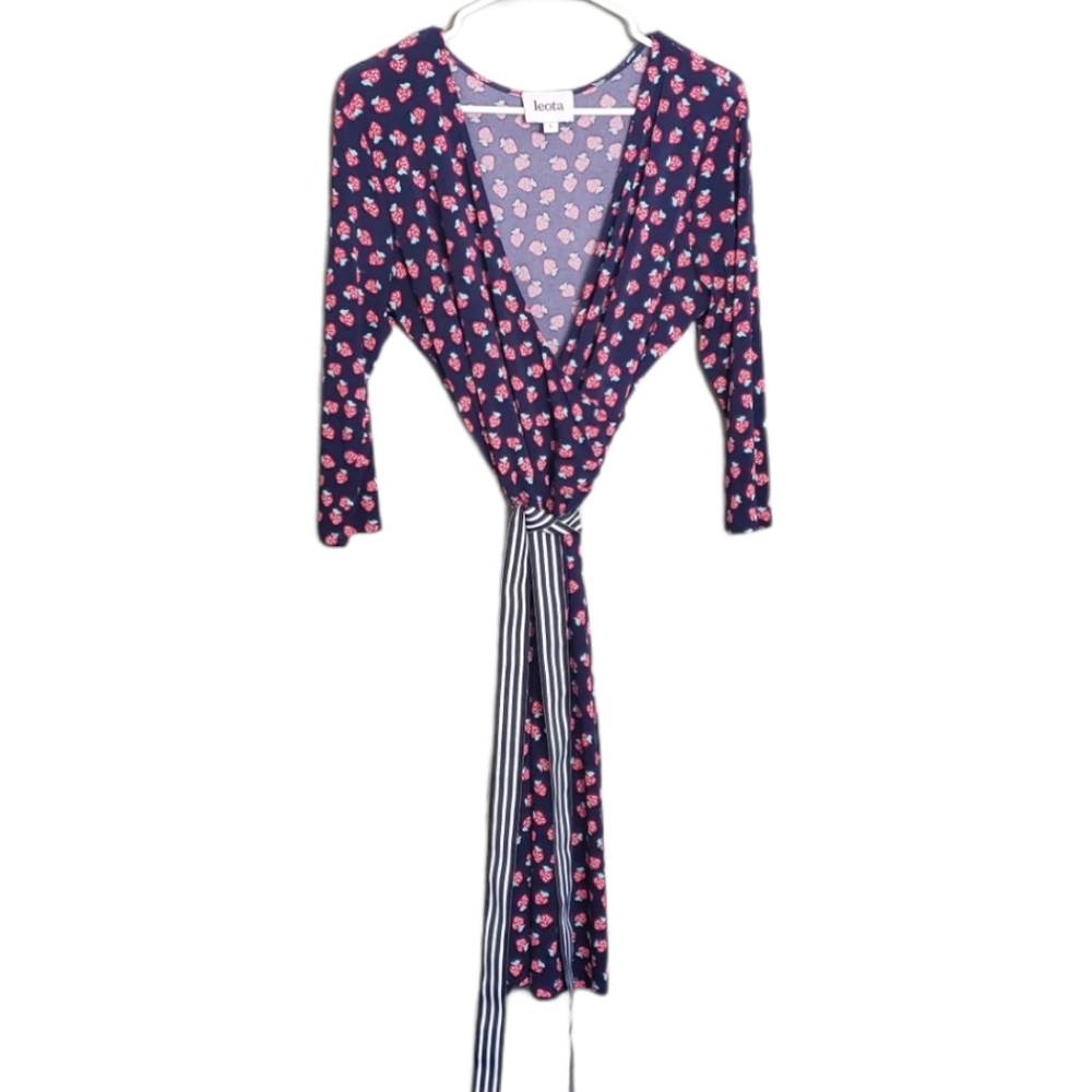 Leota Strawberry Print Faux Wrap Dress